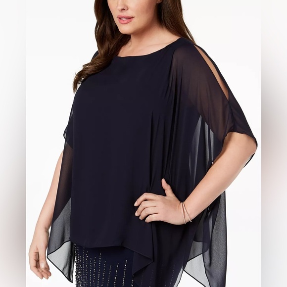 Xscape Beaded Chiffon-Cape Dress Size 6 - Picture 3 of 12